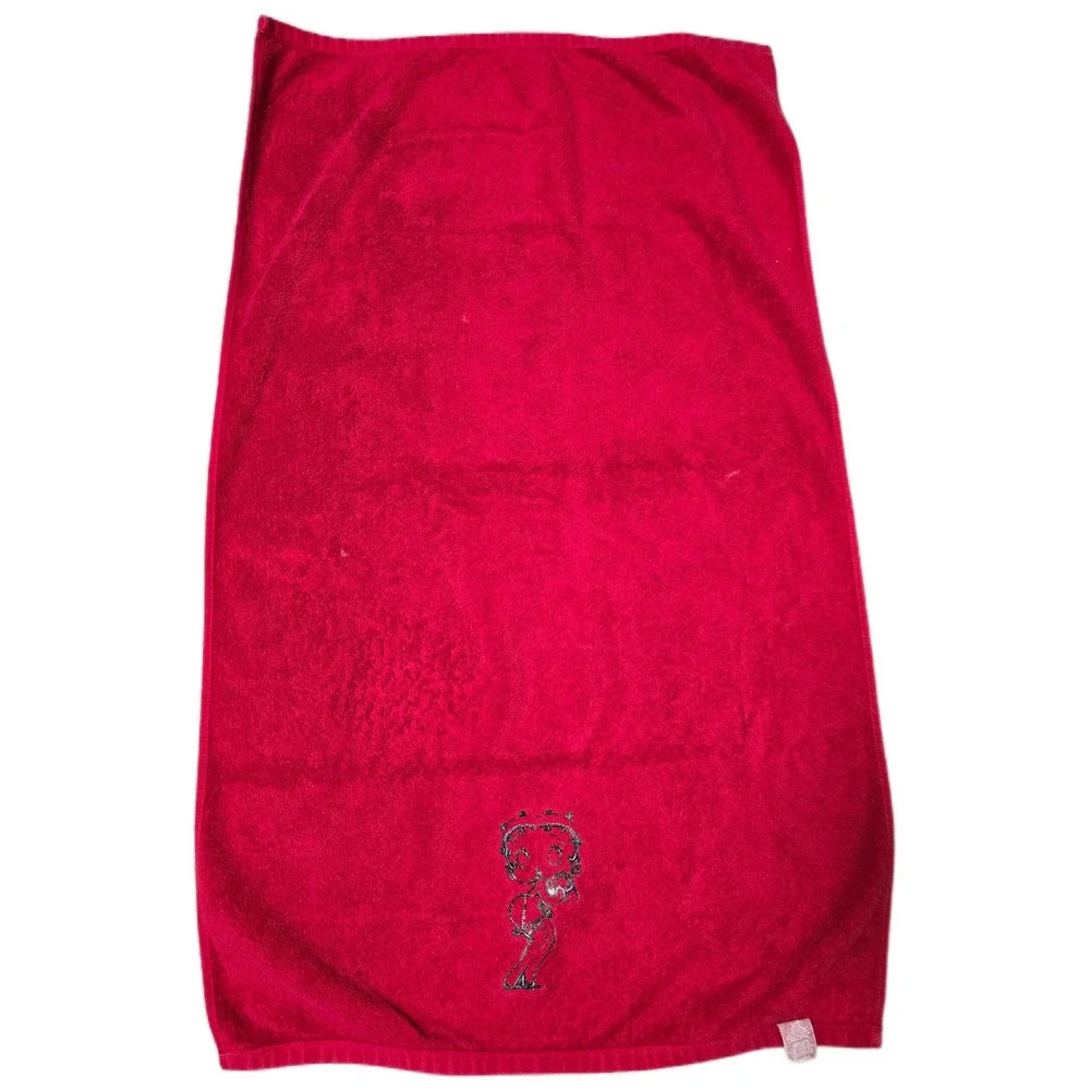2006 Betty Boop Red Bath Towel‎ Cartoon Character Embroidered Soft Terry (B)